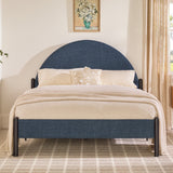 Queen Metal and Upholstered Bed with Arched Headboard Blue GASB5CBU Walker Edison