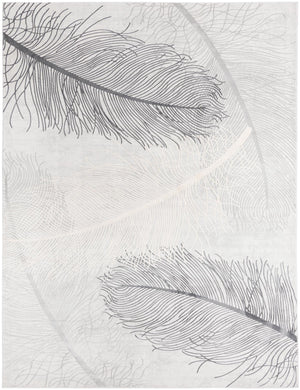 Unique Loom Finsbury Camilla Machine Made Botanical Rug Gray, Ivory/Beige 9' 0" x 12' 2"