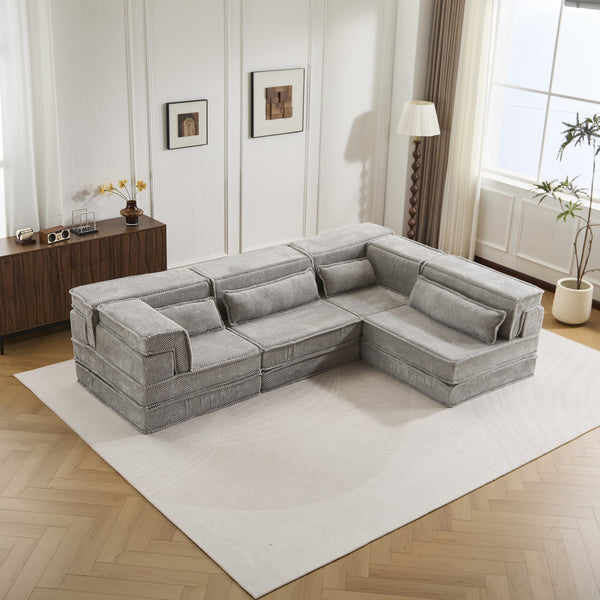 English Elm Compression Boneless Modular Sofa Bed - Versatile, Plush 4-Seater With Pillows, No Assembly Needed! W3723S00032