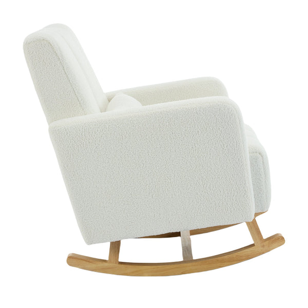 English Elm Christopher Knight Home® - Accent Rocking Chair In Cream White Teddy Velvet - Luxurious Comfort, Ergonomic Support & Style! N765P263906W