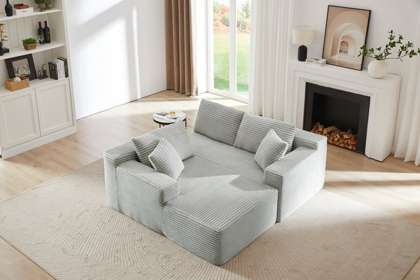 English Elm L-Shaped Cloud Sectional Sofa - Plush Deep Seat Modular Sleeper For Living Room & Apartment, Light Grey W2339P306765