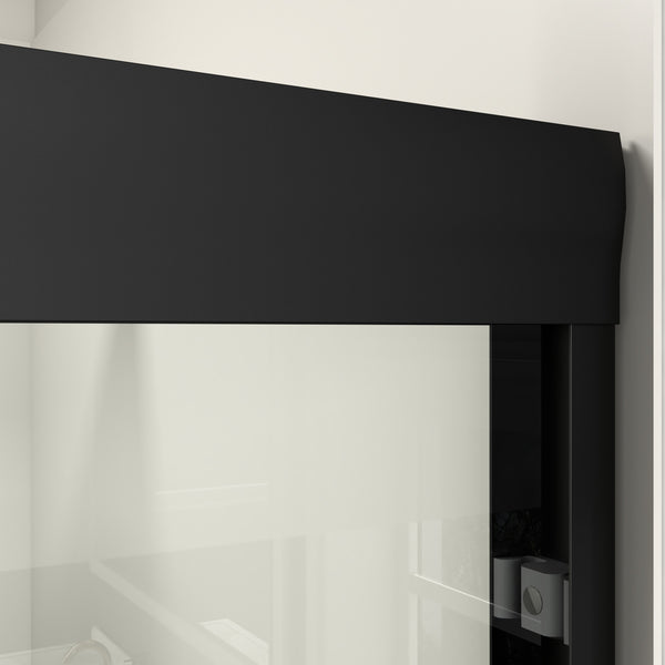 English Elm 44" Semi-frameless Double Sliding Shower Door Brushed Gold Tempered Glass Walk-in Matte Black W1920P385318