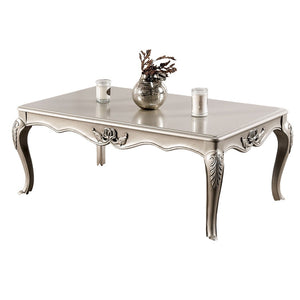 English Elm Traditional Coffee Table With Cabriole Legs, Ornate Carvings & Elegant Champagne Finish - Solid Wood B2741P361130-GIGA