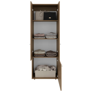 English Elm FM Tolleson 3-Door Tall Wardrobe Cabinet with Full-Length Rod, 4 Shelves, Scratch-Resistant Finish Natural 70.87 L x 23.62 W x 5.51 H B128P361084