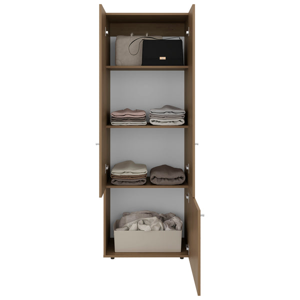English Elm FM Tolleson 3-Door Tall Wardrobe Cabinet with Full-Length Rod, 4 Shelves, Scratch-Resistant Finish Natural 70.87 L x 23.62 W x 5.51 H B128P361084