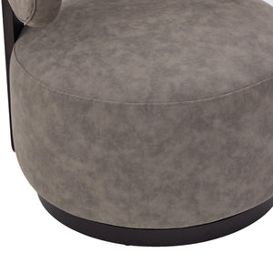 English Elm Wooden Base Barrel Swivel Club Chair Pu Leather Lounge Seat with 360 Degree Rotation N776P422651G