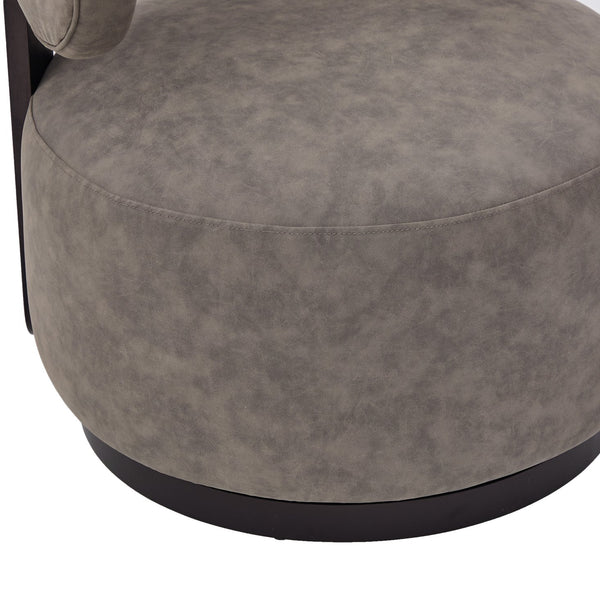 English Elm Wooden Base Barrel Swivel Club Chair Pu Leather Lounge Seat with 360 Degree Rotation N776P422651G