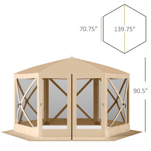 English Elm Outsunny Hexagon Pop up Screen House Gazebo with Mesh Walls Upf 30 Outdoor Shelter W2225P200511