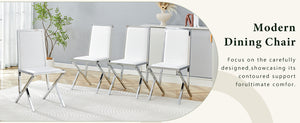 English Elm 2-pack Black Pu Leather Dining Chairs with Angled Silver Metal Legs Modern Set W1151P301820