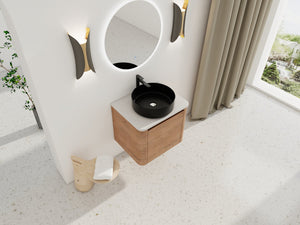 English Elm 24'' Wall-Mounted Bathroom Vanity With Ceramic Sink, Soft-Close Door & Space-Saving Design For Elegance W999S00393