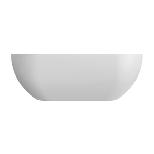English Elm 63 Inch Stone Resin Freestanding Bathtub Oval Matte White Seamless Soaking Basin W1613P427471