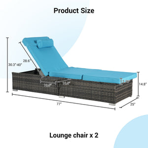 English Elm Outdoor Pe Rattan Chaise Loungers Set of 2 with Cushions Poolside Patio Resort Style Light Blue W874P266306