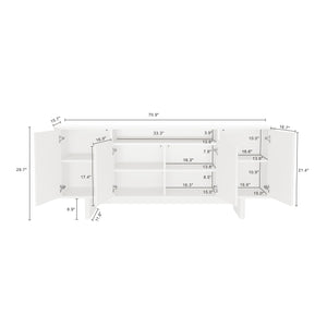 English Elm Ella 71" Sideboard with Soft-Close Doors, Adjustable Shelves, 9 Cubby Spaces & Modern Sled Legs White B365S00110