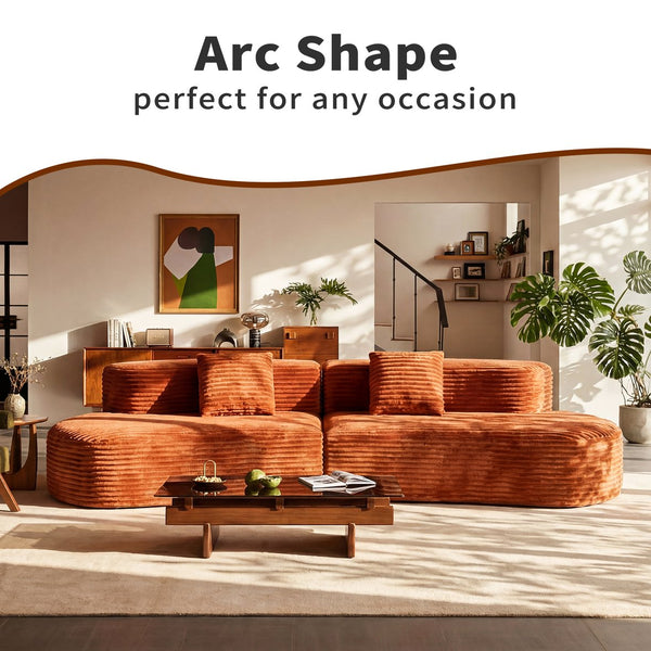 English Elm 108.6-inch Curved Velvet Sectional Frameless Cloud Sofa for Modern Living Spaces W3108P412353