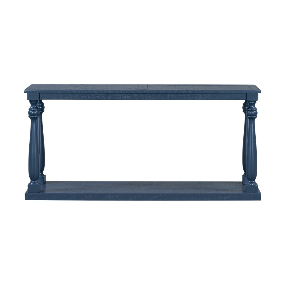 English Elm U_Style Vintage Wood Grain Console Table - Space-Saving Entryway Design With Tapered Legs & Shelf N711P256976V-GIGA