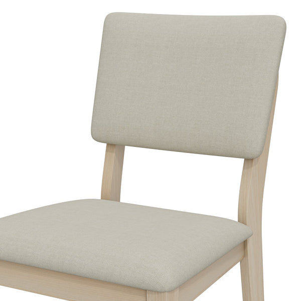English Elm Du Cap Gray Upholstered Dining Chairs with White Wash Wood Legs Set of 2 B127P495085