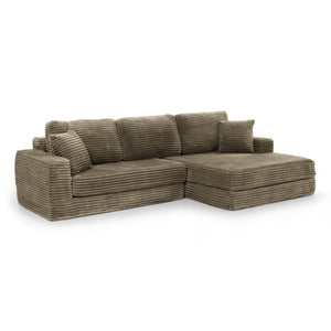 English Elm Right Modular Corduroy Sectional Sofa Converts to Queen Bed for Small Space Living W487S00361