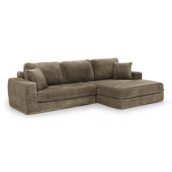 English Elm Right Modular Corduroy Sectional Sofa Converts to Queen Bed for Small Space Living W487S00361