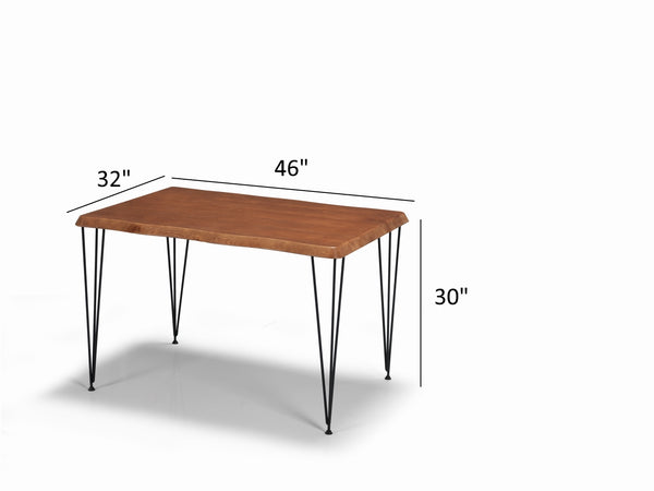 English Elm Zambak Solid Wood Dining Table for 4-6 in Oak — Elegant Grain, Durable Build, Minimalist Tapered Legs B029P210584