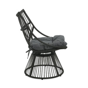 English Elm Christopher Knight Home® - ELAINE Retro Wicker High-Back Chair in Grey — PE Rattan Papasan Base, Weather-Resistant Boho Accent N775P188548G