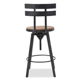 Christopher Knight Home® - Noble House - Alanis Modern Industrial Firwood Adjustable Height Swivel Barstools, Natural and Black Brushed Silver - Set of 2