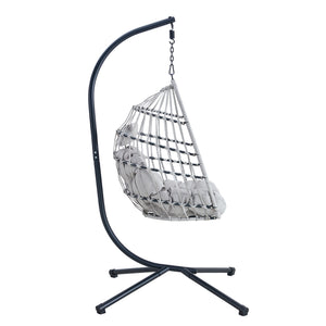 English Elm Grheavy-duty Iron Egg Chair Pe Rattan Woven Swing Seat for Patio or Living Room W2920P281903