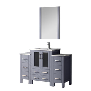 English Elm Dark Grey Single Bath Vanity With White Ceramic Top, Soft-Close Drawers, And Chrome Faucet Set B2731S01202
