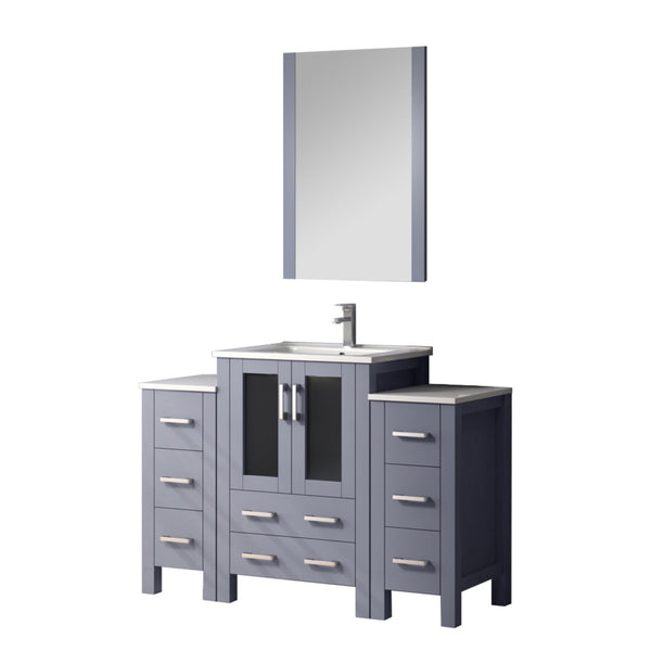 English Elm Dark Grey Single Bath Vanity With White Ceramic Top, Soft-Close Drawers, And Chrome Faucet Set B2731S01202
