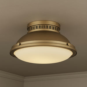 English Elm 2-light Dark Bronze Flush Mount Ceiling Fixture for Hallways Entryways and Bedrooms Brushed Brass B370P394557