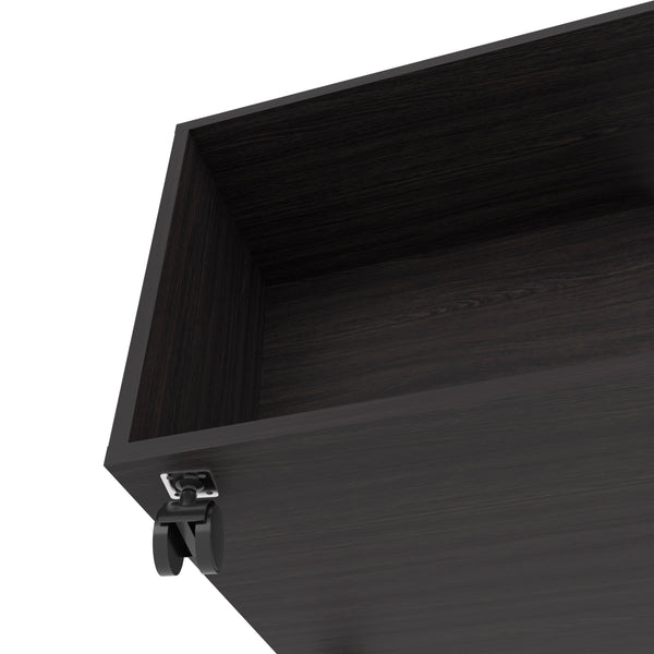 English Elm Gu Elegant Coffee Table with Casters and Open Storage in Wengue — Stylish, Mobile, Functional Design B128P263706