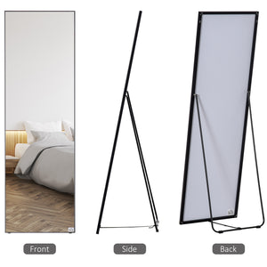 English Elm HOMCOM Sleek Full-Length Glass Mirror 19.75"x63.5" — Freestanding or Wall-Mount, Aluminum Frame W2225P173970