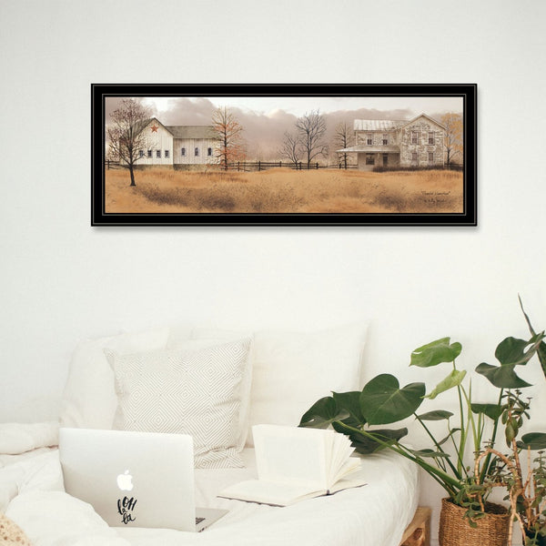 English Elm "peaceful Homestead" Billy Jacobs Framed Canvas Print Farmhouse Wall Art Black Wood B06788864