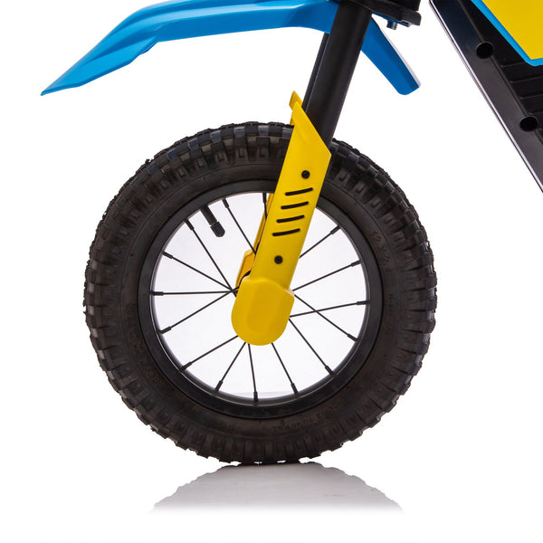 English Elm 24v 250w Kids Off-road Electric Motorcycle with Led Lights Bluetooth and Rear Suspension Blue W1578P203980