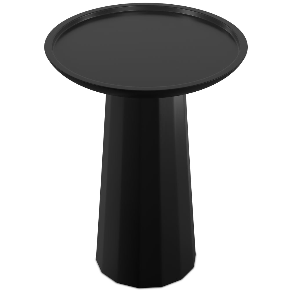 English Elm Dayton Handcrafted Wooden Accent Table with Sculptural Textured Finish — Multipurpose End or Side Table Black B136P158435