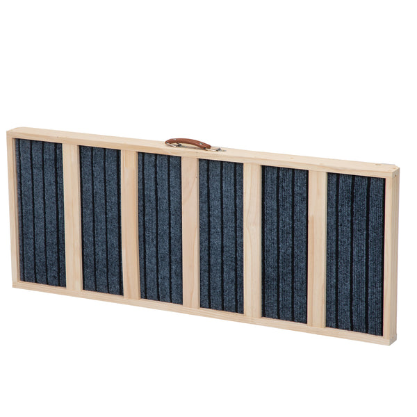 English Elm 39" Folding Pinewood Pet Ramp with Non-slip Surface and Adjustable Height for Dogs W2181P357575