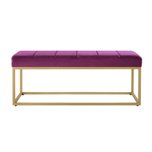 English Elm Modern Channel Tufted Velvet Upholstered Bench with Gold Metal Frame for Bedroom Entry W2186P211159