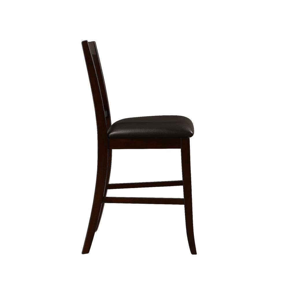 English Elm Set of 2 Espresso Counter Height Chairs with Faux Leather Seats, Slatted Back & Durable Finish B016P355892