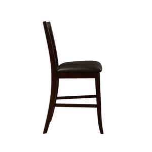 English Elm Set of 2 Espresso Counter Height Chairs with Faux Leather Seats, Slatted Back & Durable Finish B016P355892