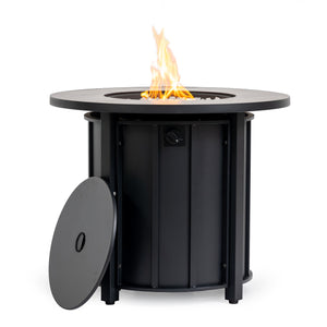 English Elm 30" 30inch Propane Fire Pit Table 50,000 BTU Steel Frame Wood Grain Ceramic Top Outdoor Patio W853P301524