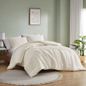 Urban Habitat Wyatt Casual 3 Piece Knitted Jersey Comforter Set UH10-2476 Ivory