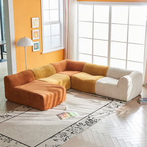English Elm Modular Teddy Fleece Cloud Sectional Legless Sofa for Living Room Apartment W1765S00128