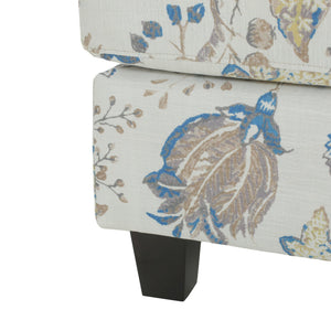 English Elm Upholstered Compact Ottoman with Birch Legs Padded Footrest for Living Room Decor N757P377351F
