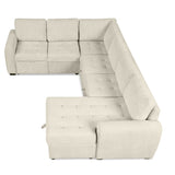 English Elm 107.5" U-Shaped Sofa Sectional Sofa Pull-Out Sofa Bed With A Storage Chaise Lounge, Charging Devices For Living Room, Beige