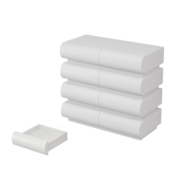 English Elm 8 Modern 8-Drawer Dresser for Bedroom with Handle-Free Design, Spacious Chest for Organized Living White W757P235729