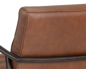 Sunpan Lyric Lounge Chair - Mid-Century Modern Comfort with Elegant Channel Tufting and Oak Frame Vintage Caramel Leather