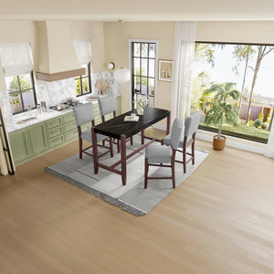 English Elm Counter 47.5-Inch Faux Marble Counter Height Table with Sturdy Rubber Wood Legs, Modern Dining Accent (96) Black N752P269652B