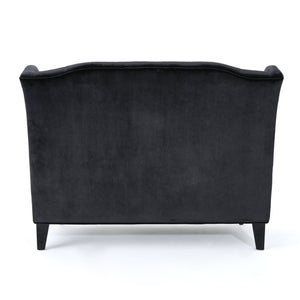English Elm Christopher Knight Home® - LOVESEAT wingback velvet button-tufted diamond stitch loveseat with plush comfort and durable sheen Black 61186.00NVLTBLK