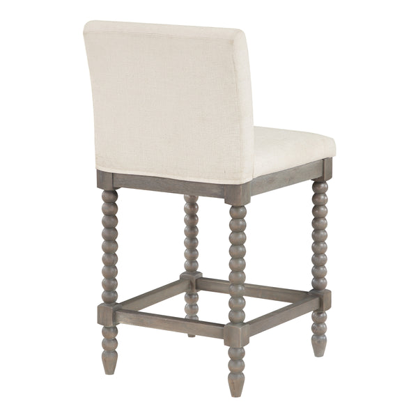 OSP Home Furnishings Abbott 26" Spindle Stool Linen / Brushed Grey