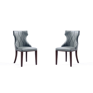 English Elm Reine Solid Beech Wood Upholstered Dining Chairs Set of 2 in Gray Velvet with Diamond Stitching, 300 lb Capacity B365P397816