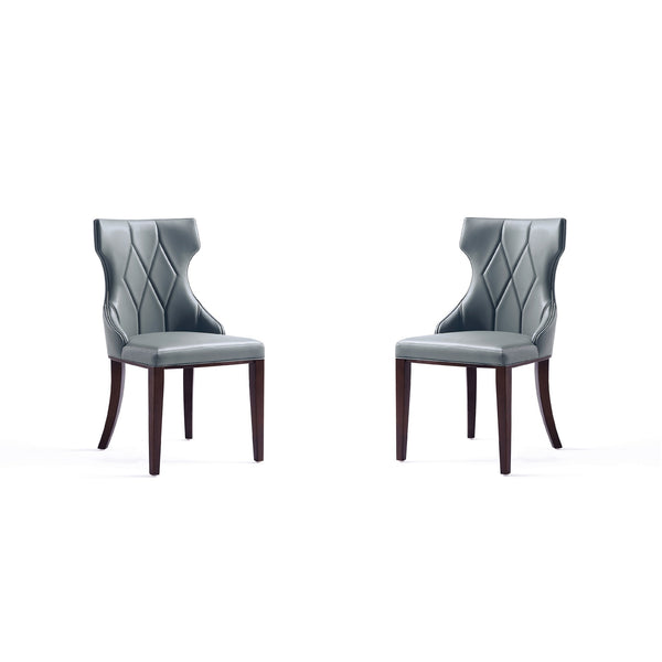 English Elm Reine Solid Beech Wood Upholstered Dining Chairs Set of 2 in Gray Velvet with Diamond Stitching, 300 lb Capacity B365P397816